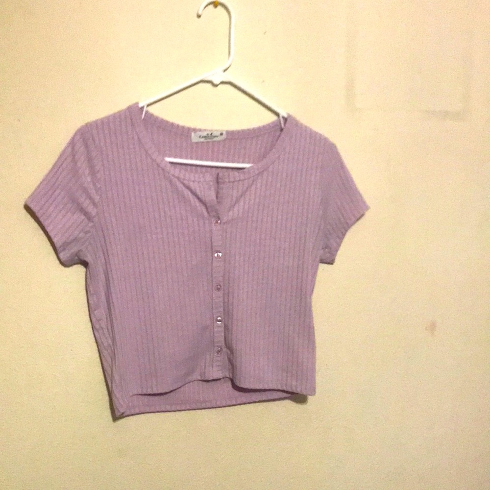 lavender button up crop top